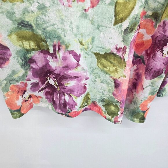 Womens Knit Top XL Floral Embellished 3/4 Sleeve V-Neck Boho Fairy Whimsical - Picture 6 of 12